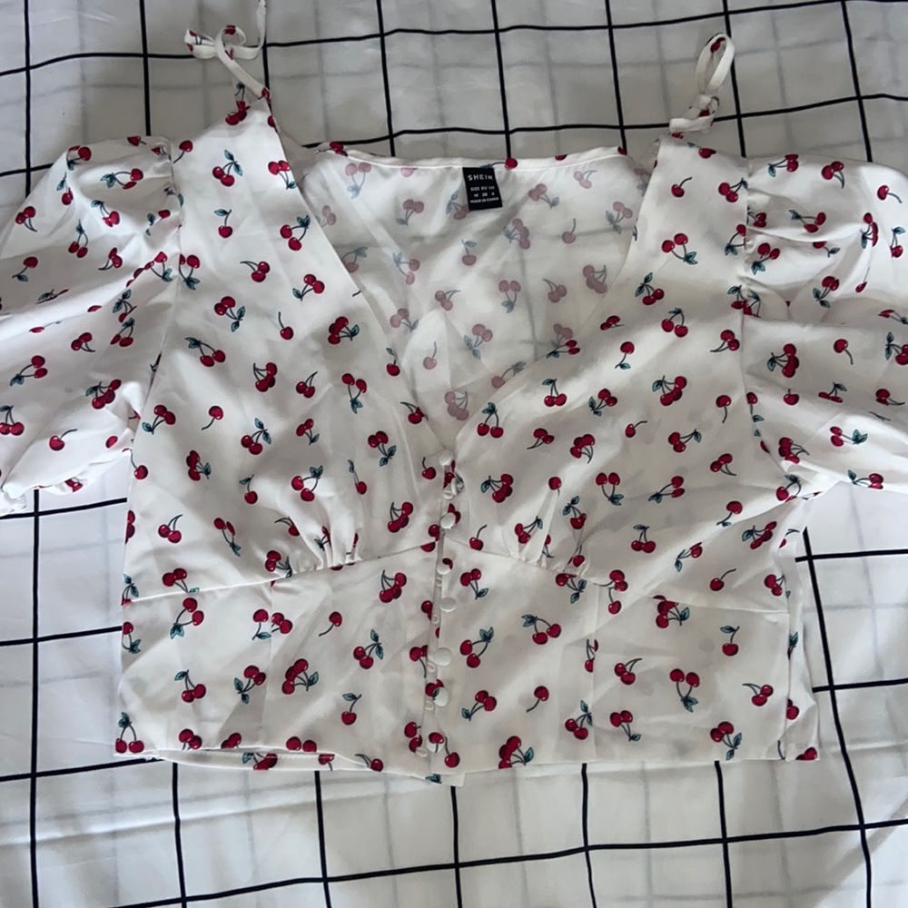 NEW Shein Cherry Cropped Blouse